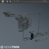 Video zeigt NexaTwin Schulungszwilling mit den FluidProcess Modell von NexaSwift. Hier wird gezeigt wie sich Ventile und Pumpen sowie Flüssigkeiten durch SPS Steuerbefehle bewegen.